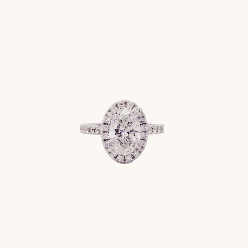 1.50 Carat Oval Lab Created Diamond Engagement Ring with Halo