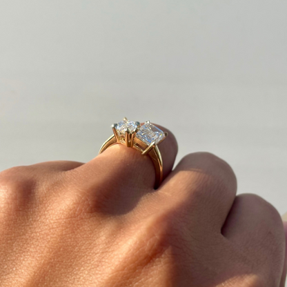 Emerald and Marquise Toi et Moi Lab Diamond Engagement Ring - Happy Jewelers Fine Jewelry Lifetime Warranty