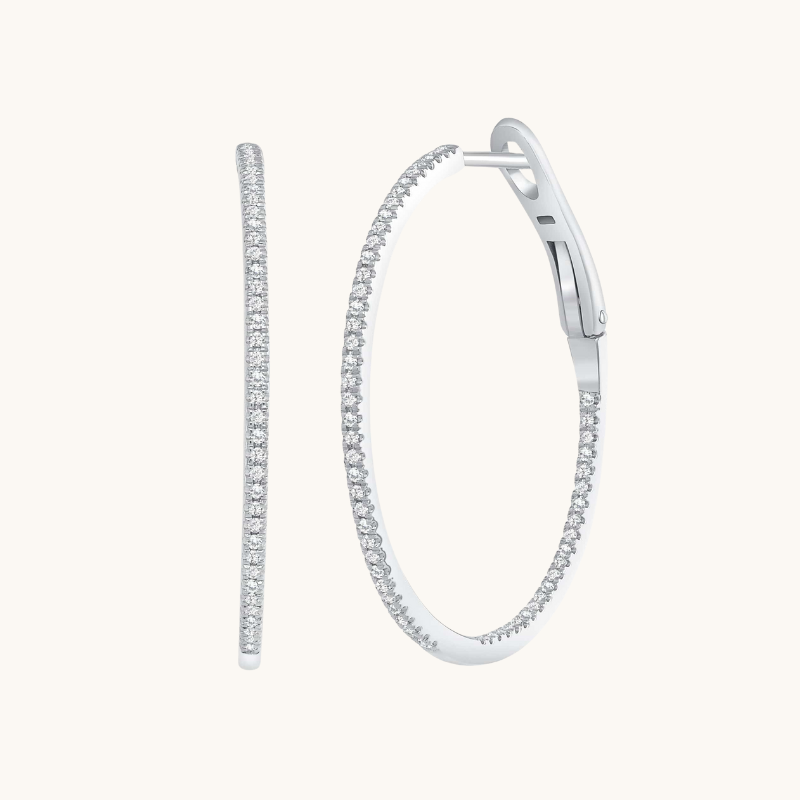 Skinny Diamond Hoop Earrings