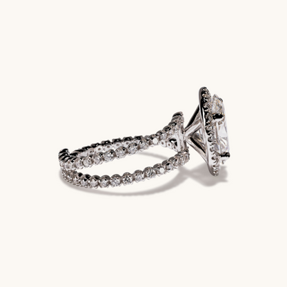 2.71 Oval Lab Diamond Half Spiral Engagement Ring - Happy Jewelers Fine Jewelry Lifetime Warranty