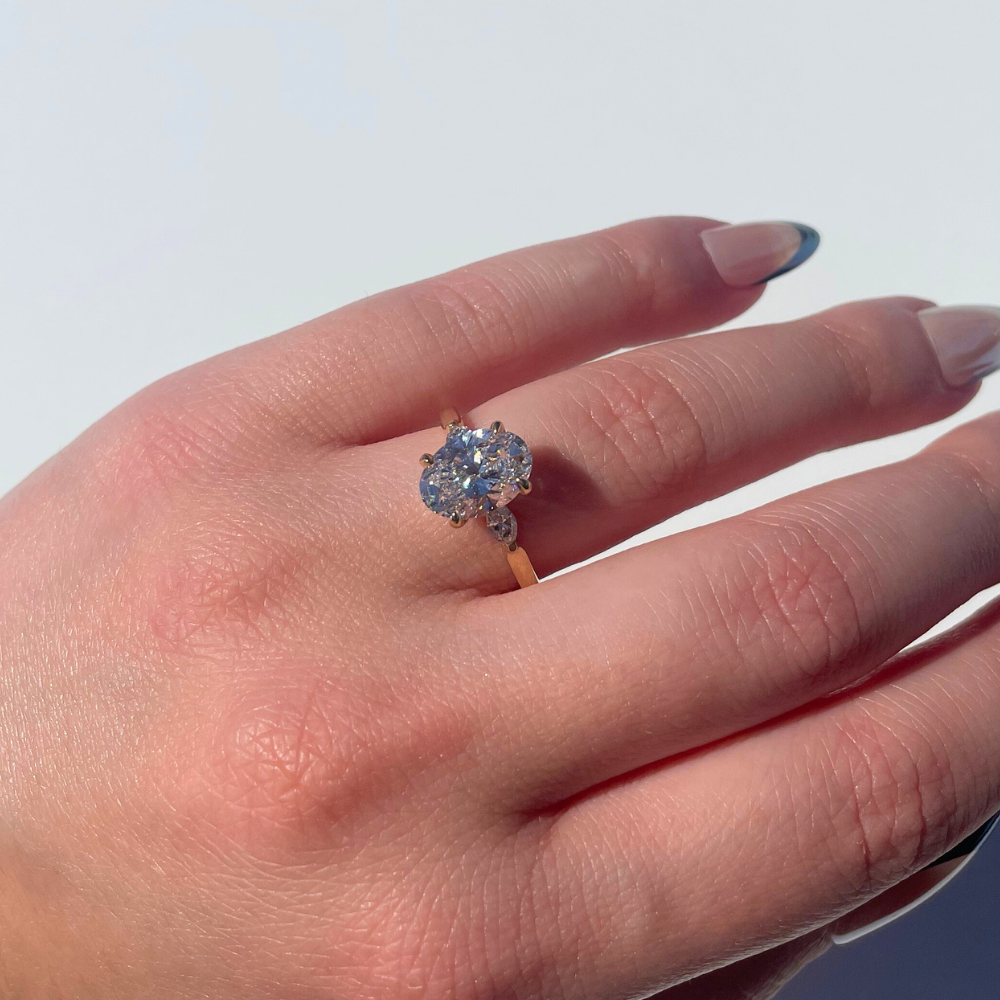 2.08 Oval Lab Diamond 3-Stone Engagement Ring - Happy Jewelers Fine Jewelry Lifetime Warranty
