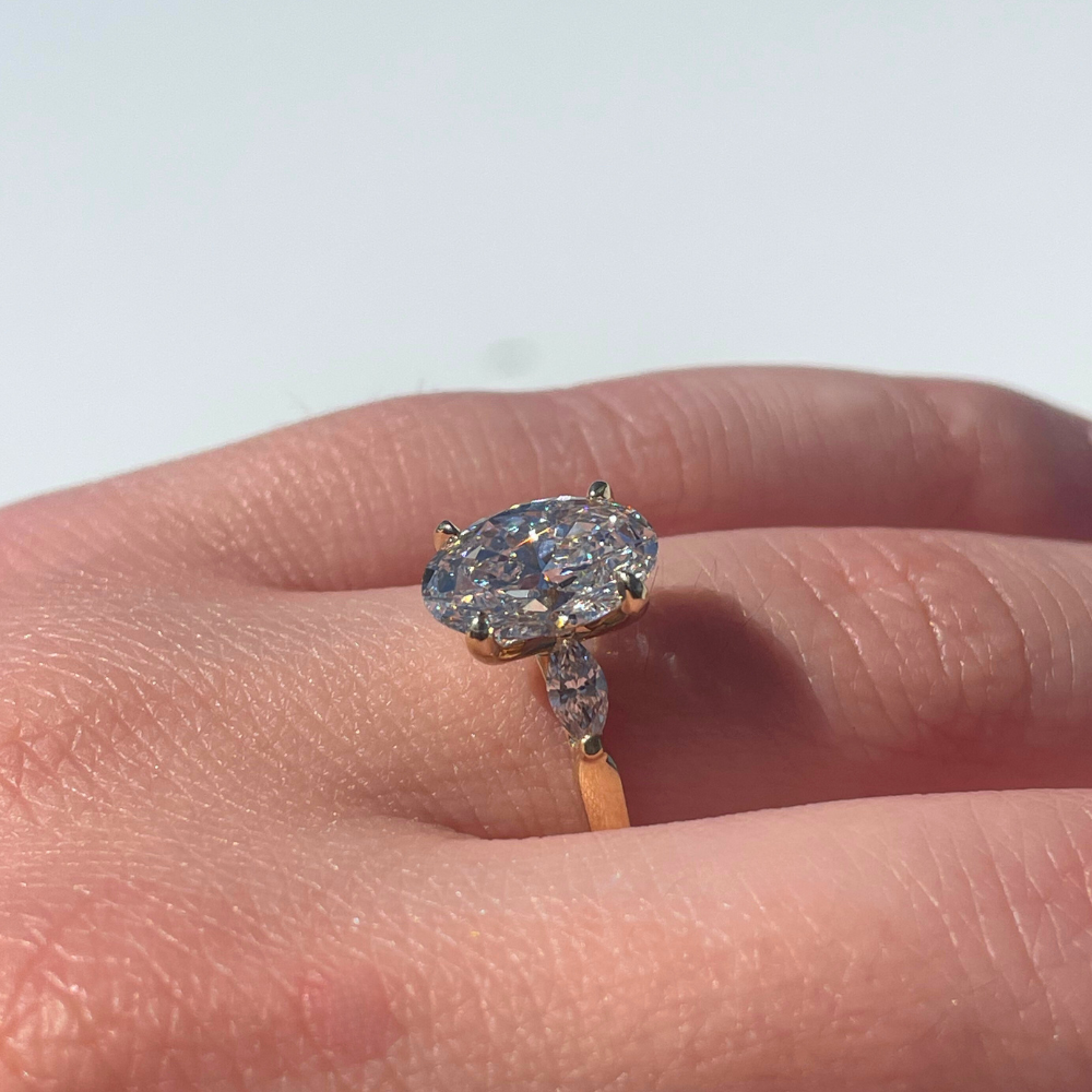 2.08 Oval Lab Diamond 3-Stone Engagement Ring - Happy Jewelers Fine Jewelry Lifetime Warranty
