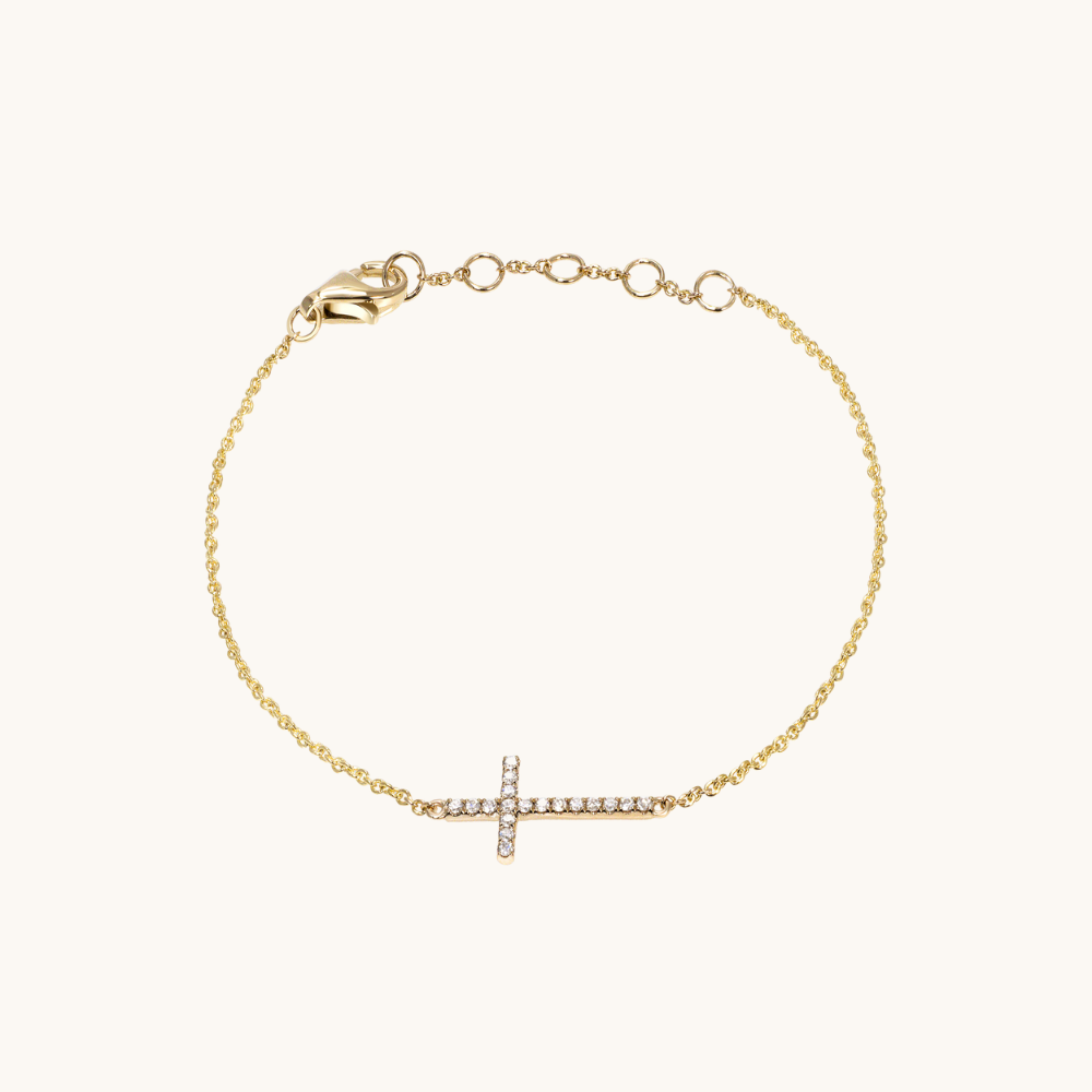 Sideways Diamond Cross Bracelet - Happy Jewelers Fine Jewelry Lifetime Warranty