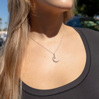 Diamond Moon and Star Necklace - Happy Jewelers Fine Jewelry Lifetime Warranty