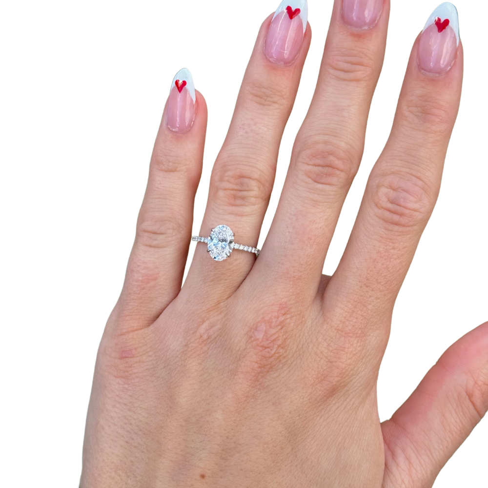 1.73 Carat Lab Grown Oval Engagement Ring with Signature Setting - Happy Jewelers Fine Jewelry Lifetime Warranty