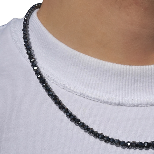 Men's Diamond Cut Black Spinel Necklace - Happy Jewelers Fine Jewelry Lifetime Warranty