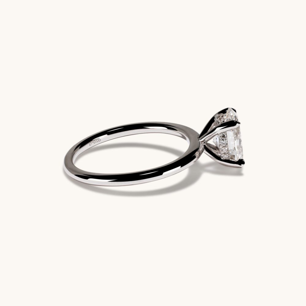 1.52 Oval Lab Diamond Engagement Ring with Hidden Halo