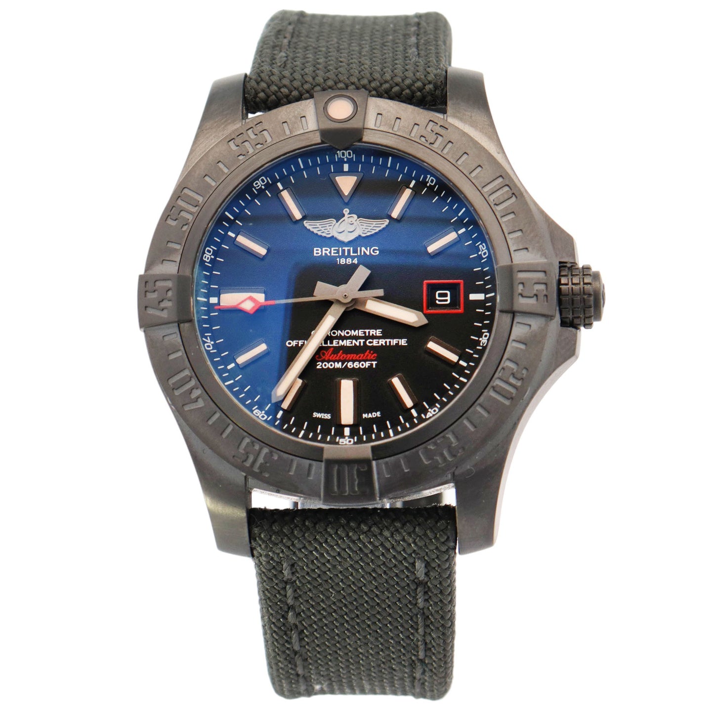 Breitling Avenger Blackbird Titanium 44mm Black Stick Dial Watch Reference# V1731110/BD74 - Happy Jewelers Fine Jewelry Lifetime Warranty