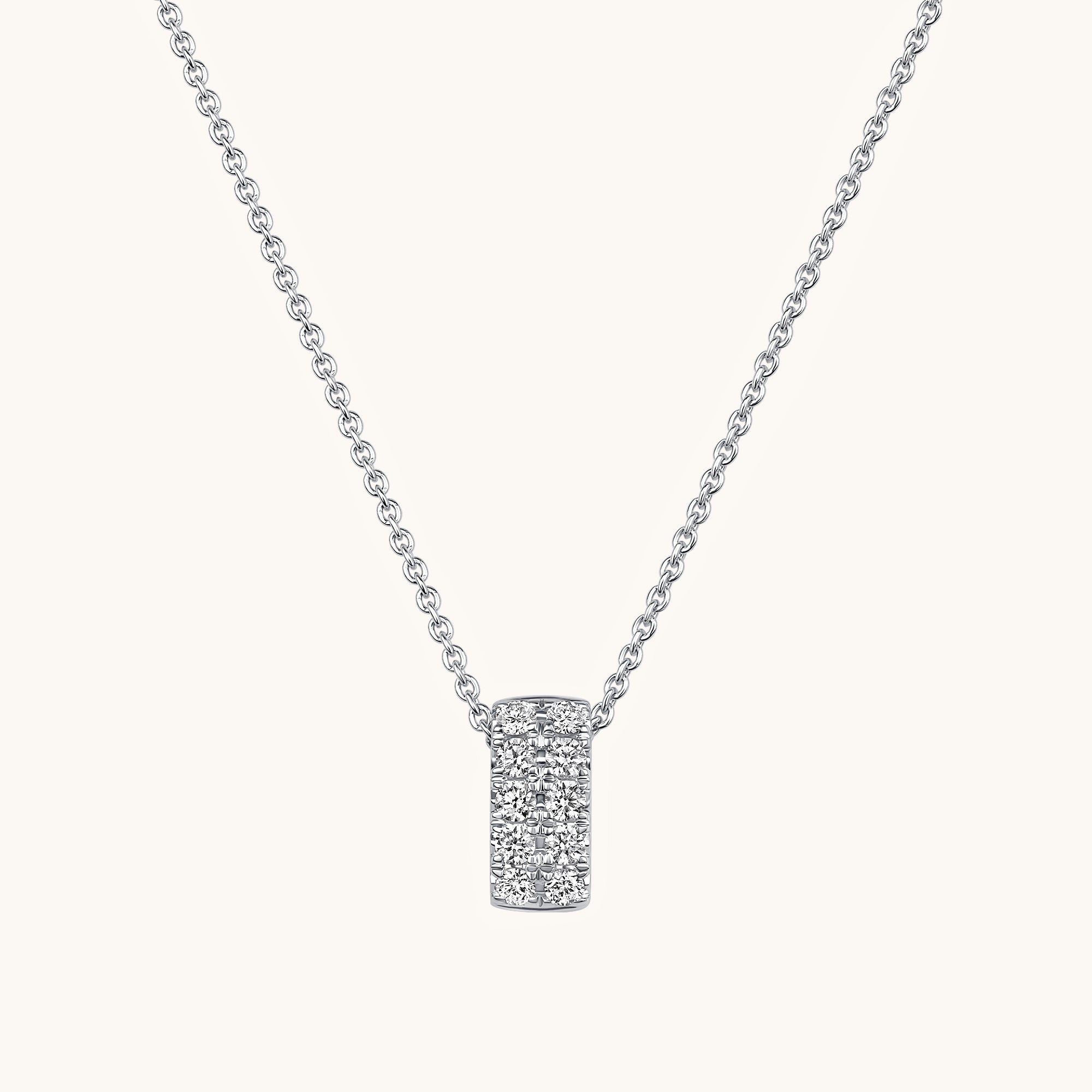 White Gold Vertical Diamond Bar Necklace