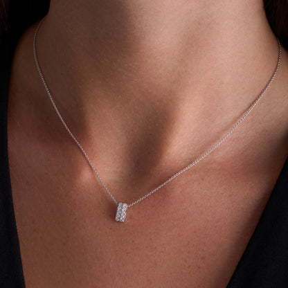 White Gold Vertical Diamond Bar Necklace On Figure