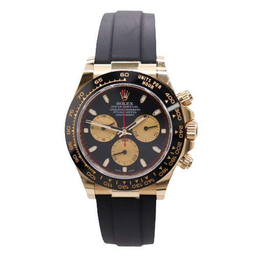 Rolex Mens Daytona 18K Yellow Gold 40mm Black Chronograph Dial Watch Reference#: 116518LN - Happy Jewelers Fine Jewelry Lifetime Warranty