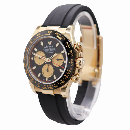 Rolex Mens Daytona 18K Yellow Gold 40mm Black Chronograph Dial Watch Reference#: 116518LN - Happy Jewelers Fine Jewelry Lifetime Warranty