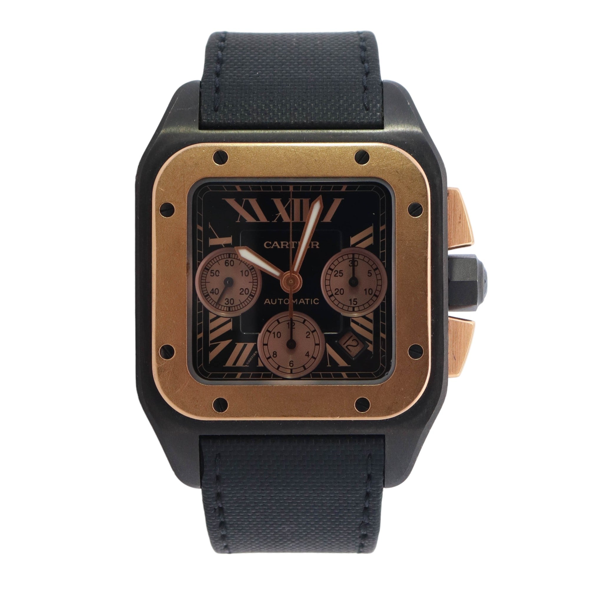 Cartier Santos 100 Titanium 41mm x 54mm Black Chronograph Dial Watch Reference# W2020004 - Happy Jewelers Fine Jewelry Lifetime Warranty