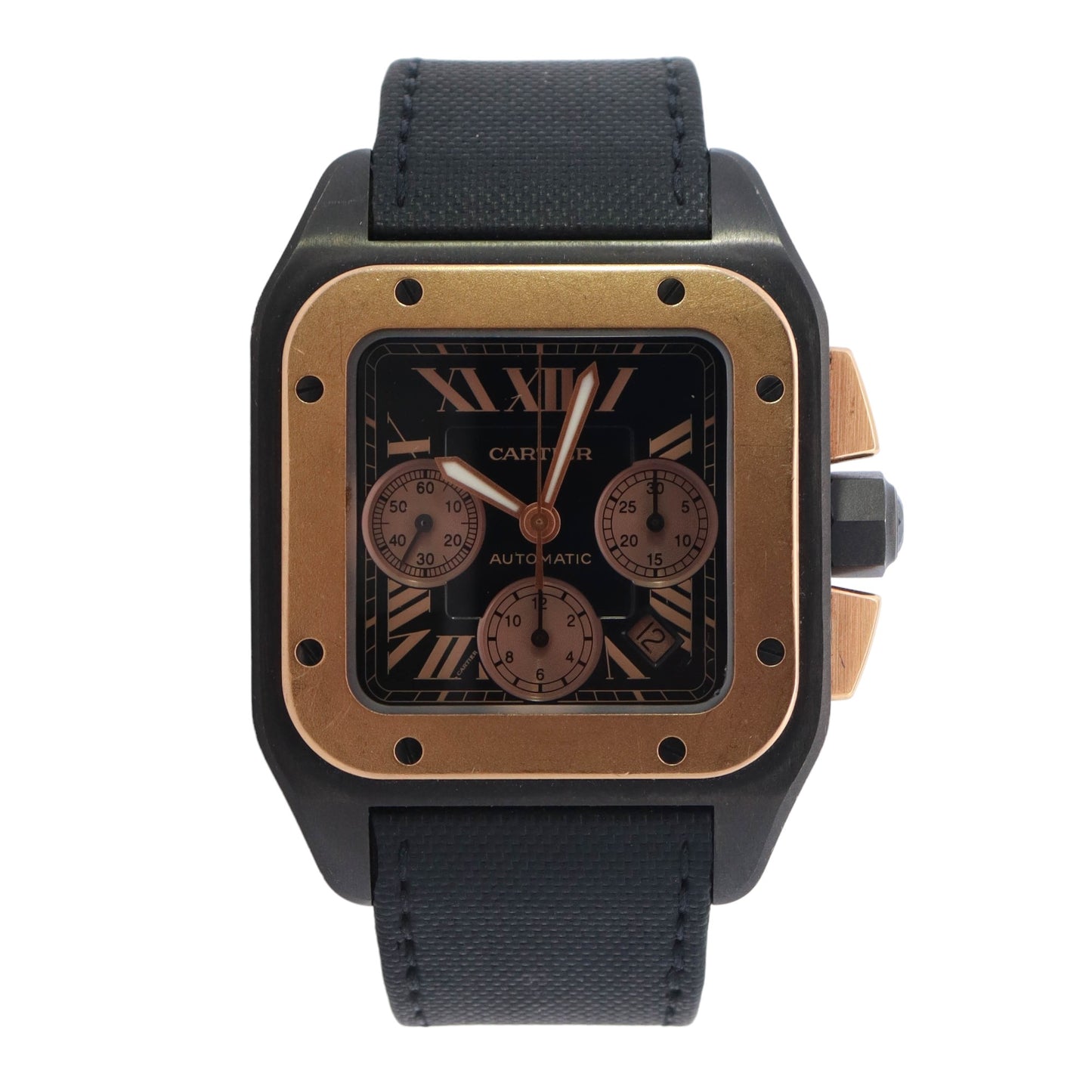 Cartier Santos 100 Titanium 41mm x 54mm Black Chronograph Dial Watch Reference# W2020004