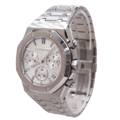 Audemars Piguet Men's Royal Oak 50th Anniversary Stainless Steel 41mm Silver "Grande Tapisserie" Chronograph Dial Watch Ref# 26240ST.OO.1320ST.03 - Happy Jewelers Fine Jewelry Lifetime Warranty