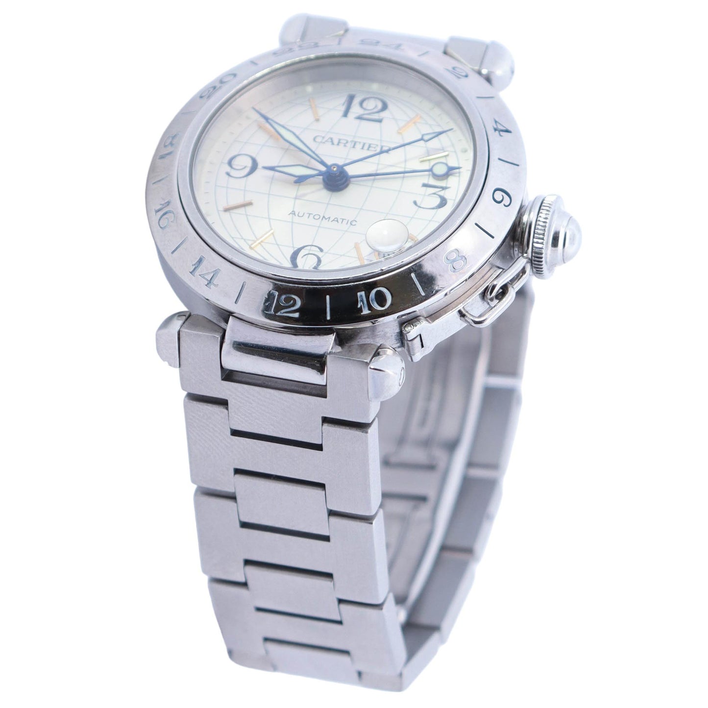 Cartier Pasha Stainless Steel 35mm White Arabic & Stick Dial Watch Reference# W31029M7