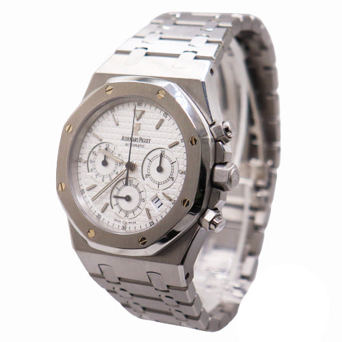 Audemar's Piguet Men's Royal Oak Stainless Steel 39mm White Chronograph Dial Watch Ref# 25860ST.OO.1110ST.05 - Happy Jewelers Fine Jewelry Lifetime Warranty