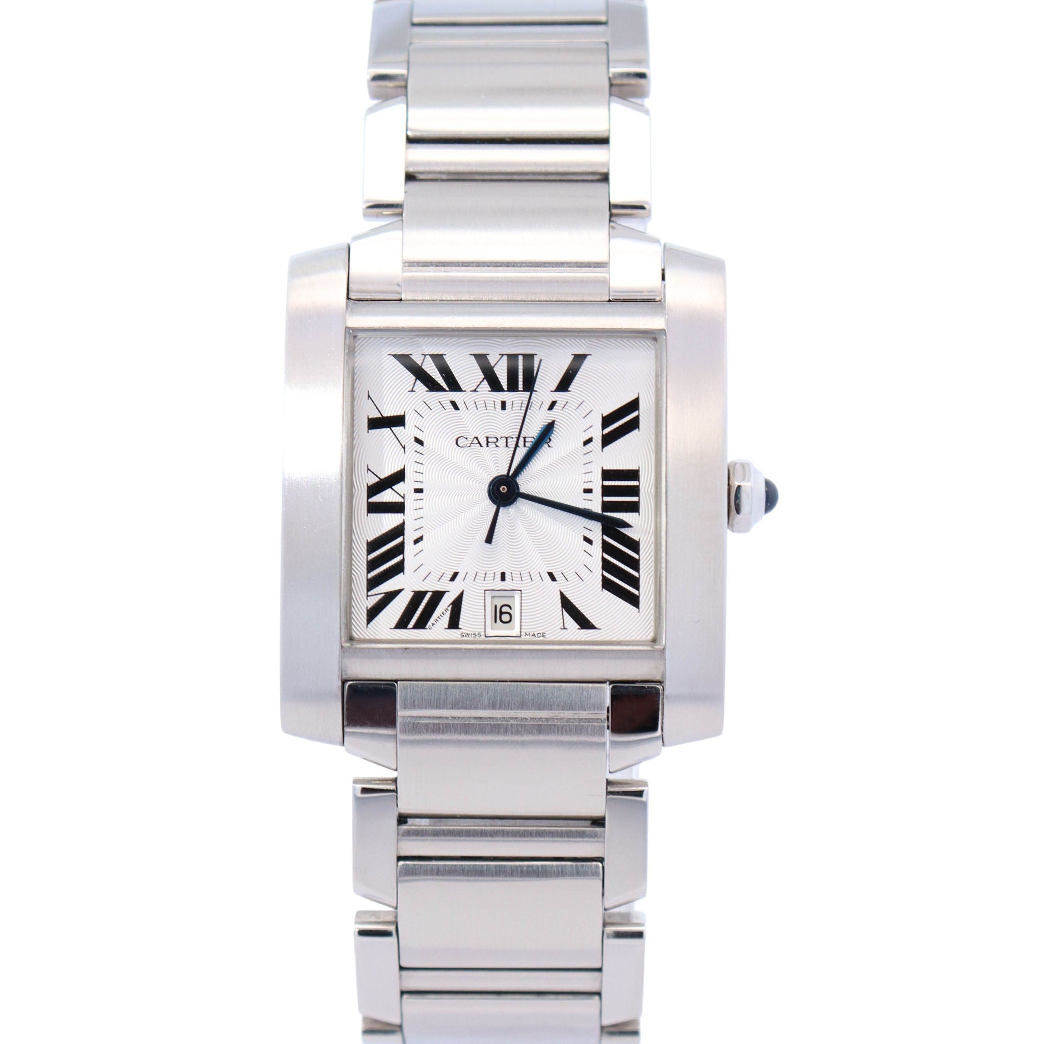 Cartier Tank Française Stainless Steel 28mm White Dial Watch Ref# W51002Q3 - Happy Jewelers Fine Jewelry Lifetime Warranty