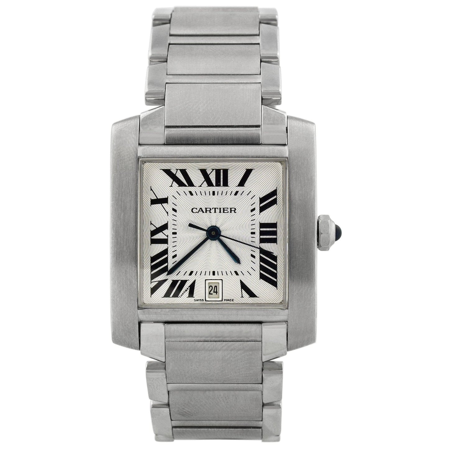 Cartier Tank Francaise Stainless Steel 32 x 28.15mm Silver Roman Dial Watch Reference# W51002Q3