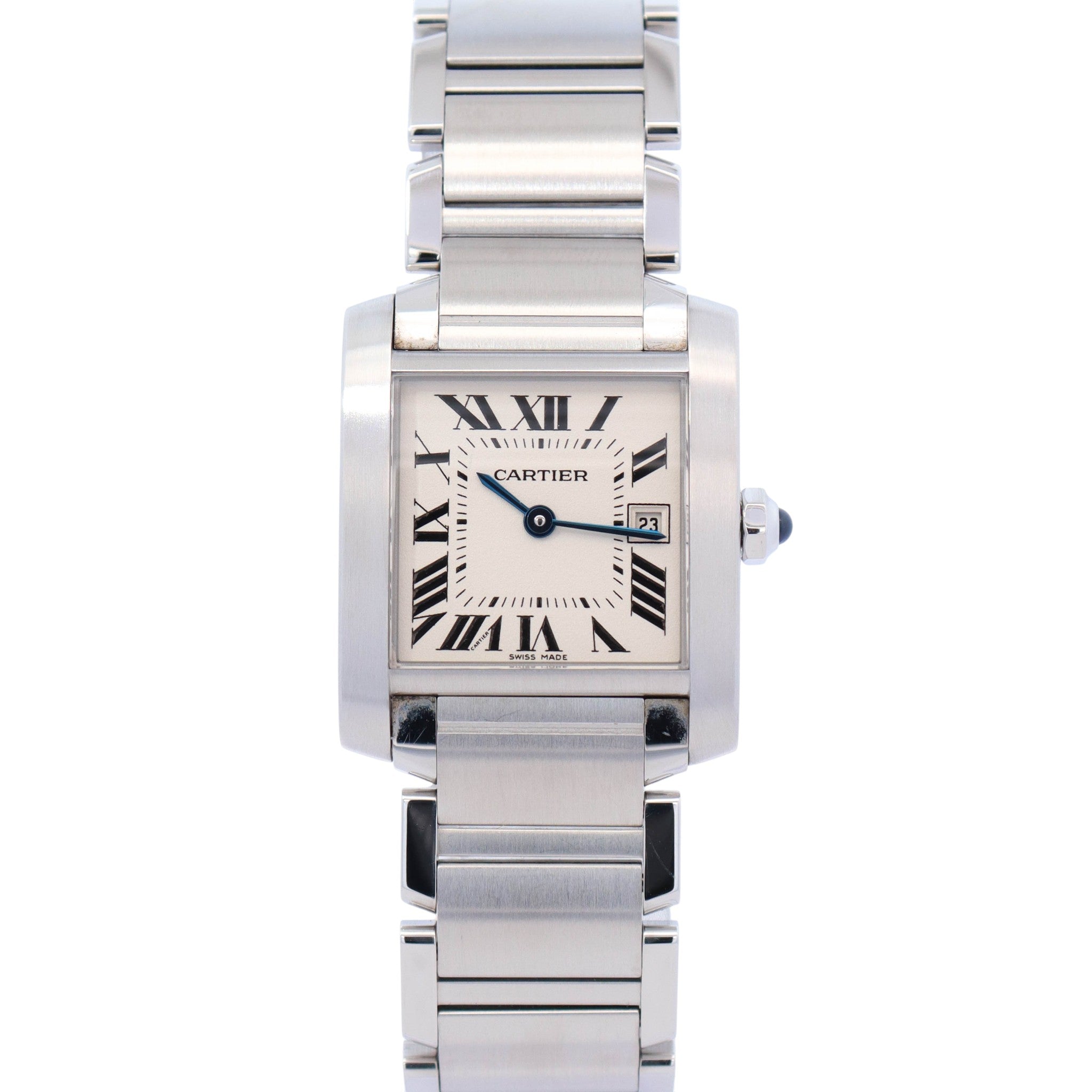 Cartier Tank Stainless Steel 25mm White/Ivory Dial Watch Ref# W51011Q3 - Happy Jewelers Fine Jewelry Lifetime Warranty