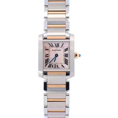 Cartier Tank Francaise 20mm Two Tone Stainless Steel Rose Gold Pink MOP Dial Watch Ref# W51027Q4 - Happy Jewelers Fine Jewelry Lifetime Warranty