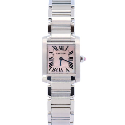 Cartier Tank Francaise 20mm Pink MOP Dial Watch Ref# W51028Q3