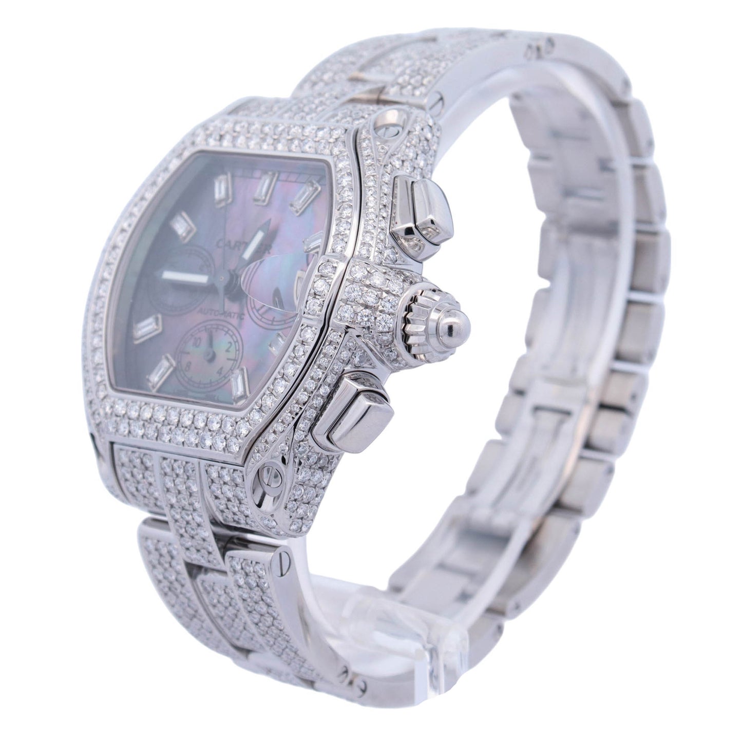 Cartier Roadster Stainless Steel 43mm Custom Dark MOP Dial Watch Reference# W62006X6 - Happy Jewelers Fine Jewelry Lifetime Warranty