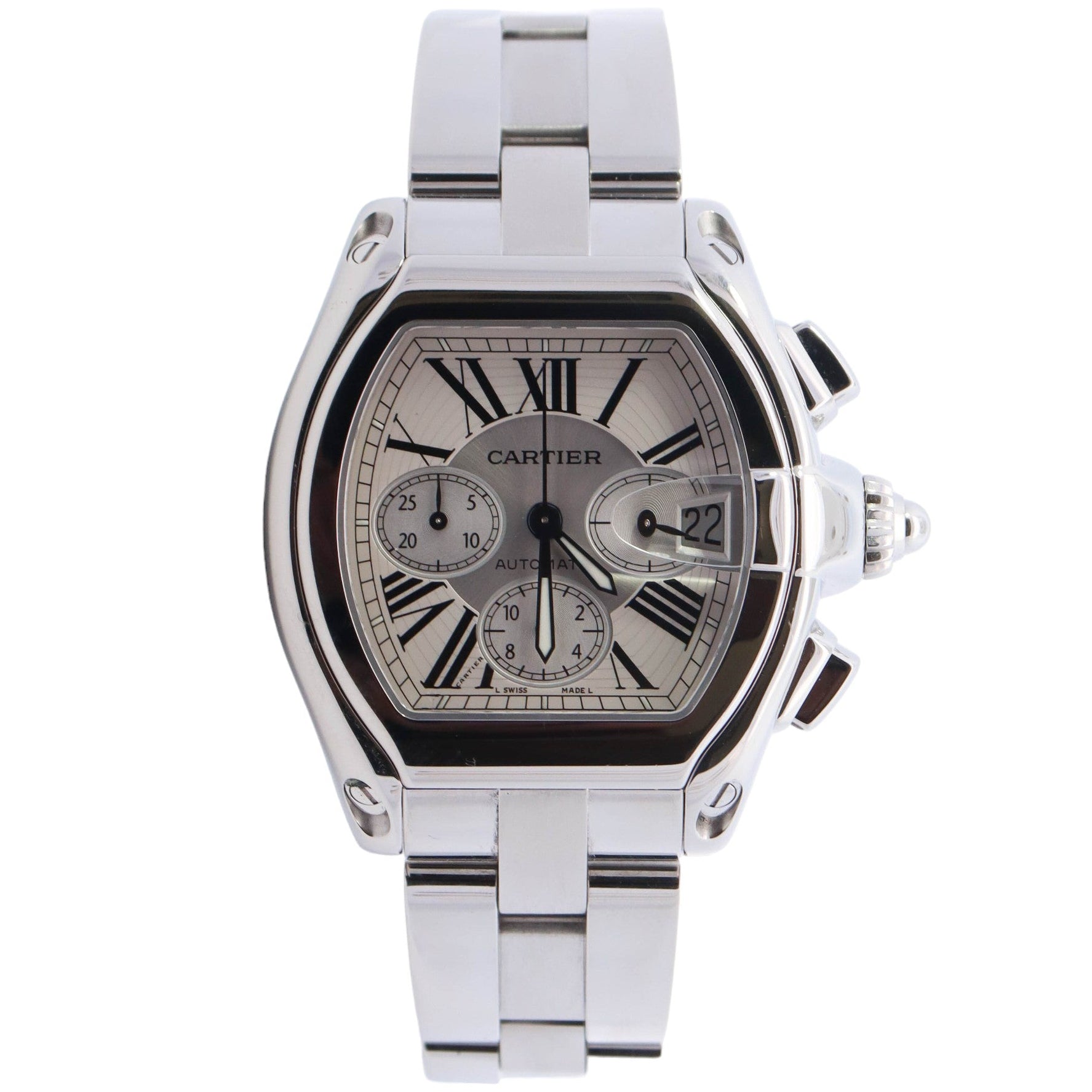 Cartier Roadster 48mm Silver Dial Watch Ref# W62019X6