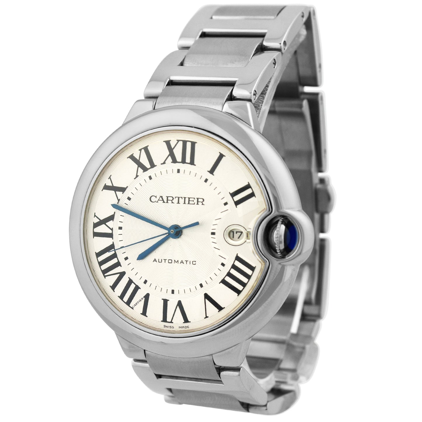 Cartier Ballon Bleu Stainless Steel 42mm White Roman Dial Watch Reference #: W69012Z4