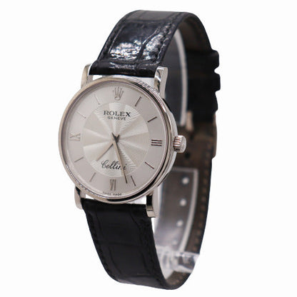 Rolex Ladies Cellini White Gold 32mm Silver Roman & Stick Dial Watch Ref #51159 - Happy Jewelers Fine Jewelry Lifetime Warranty