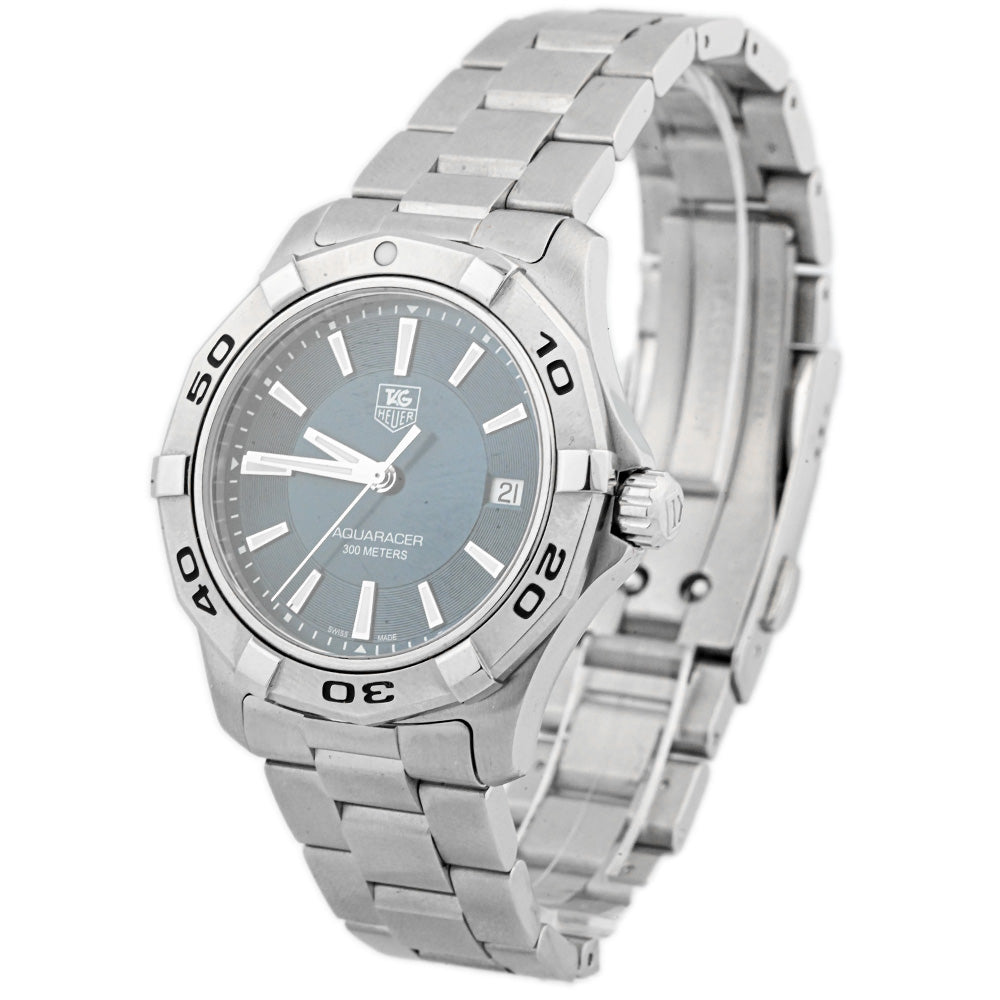 Tag Heuer Men's Aquaracer Stainless Steel 39mm Blue Stick Dial Watch Reference #: WAP1112.BA0831 - Happy Jewelers Fine Jewelry Lifetime Warranty