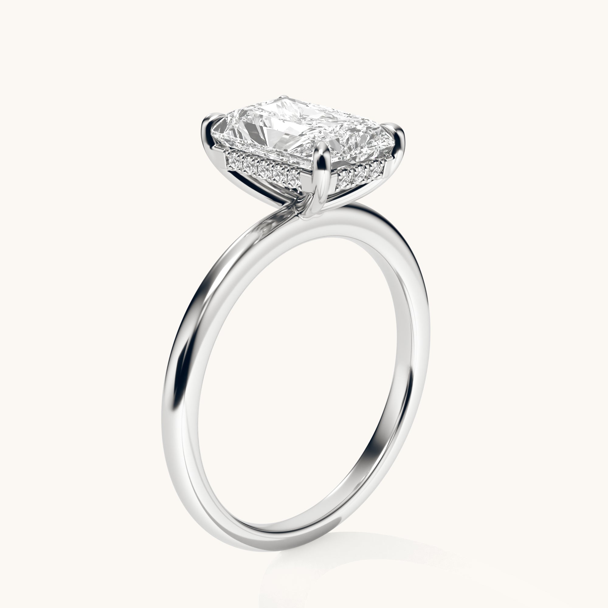 Radiant Lab Diamond Solitaire Engagement Ring with Hidden Halo - Happy Jewelers Fine Jewelry Lifetime Warranty