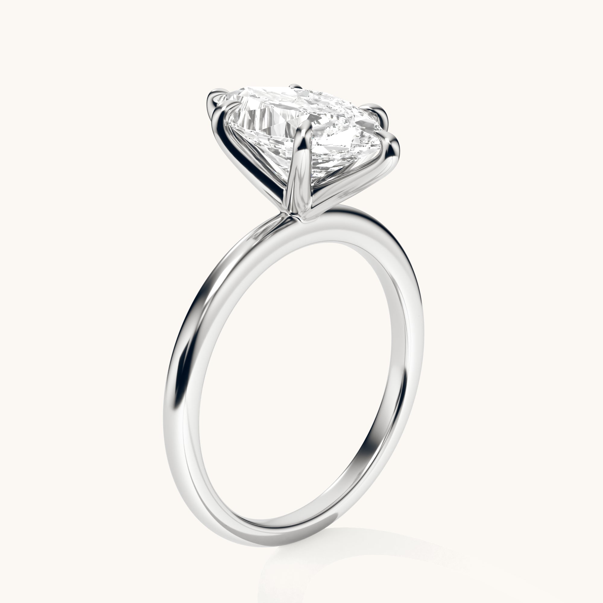Marquise Lab Diamond Solitaire Engagement Ring