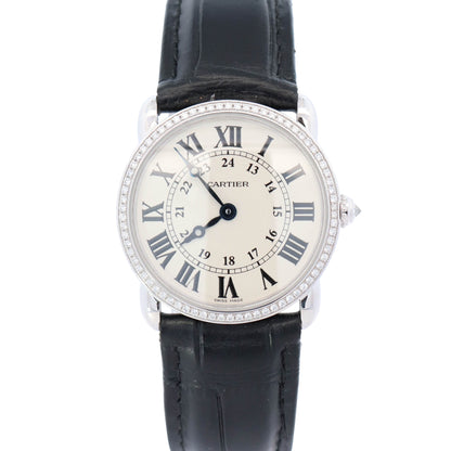 Cartier Ronde Louis 28mm 18K White Gold Cream Roman Dial Watch Ref#  WR000251