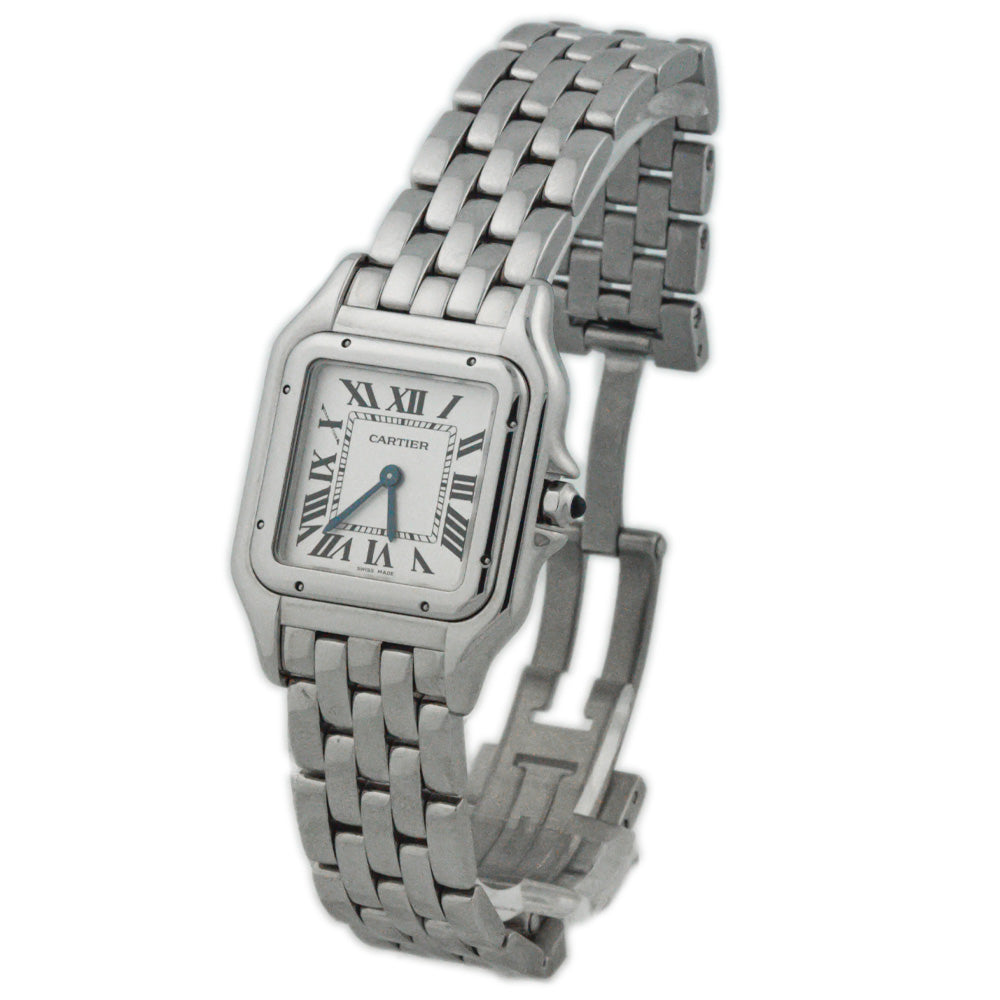 Cartier Ladys Panthere Stainless Steel 27 mm x 37 mm Silver Roman Dial Watch Reference #: WSPN0007 - Happy Jewelers Fine Jewelry Lifetime Warranty