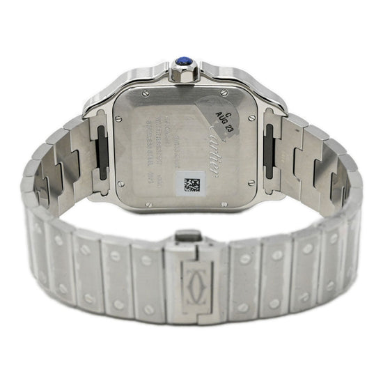 Cartier Men's Santos Stainless Steel 39.8mm Silver Roman Dial Watch Reference #: WSSA0018 - Happy Jewelers Fine Jewelry Lifetime Warranty