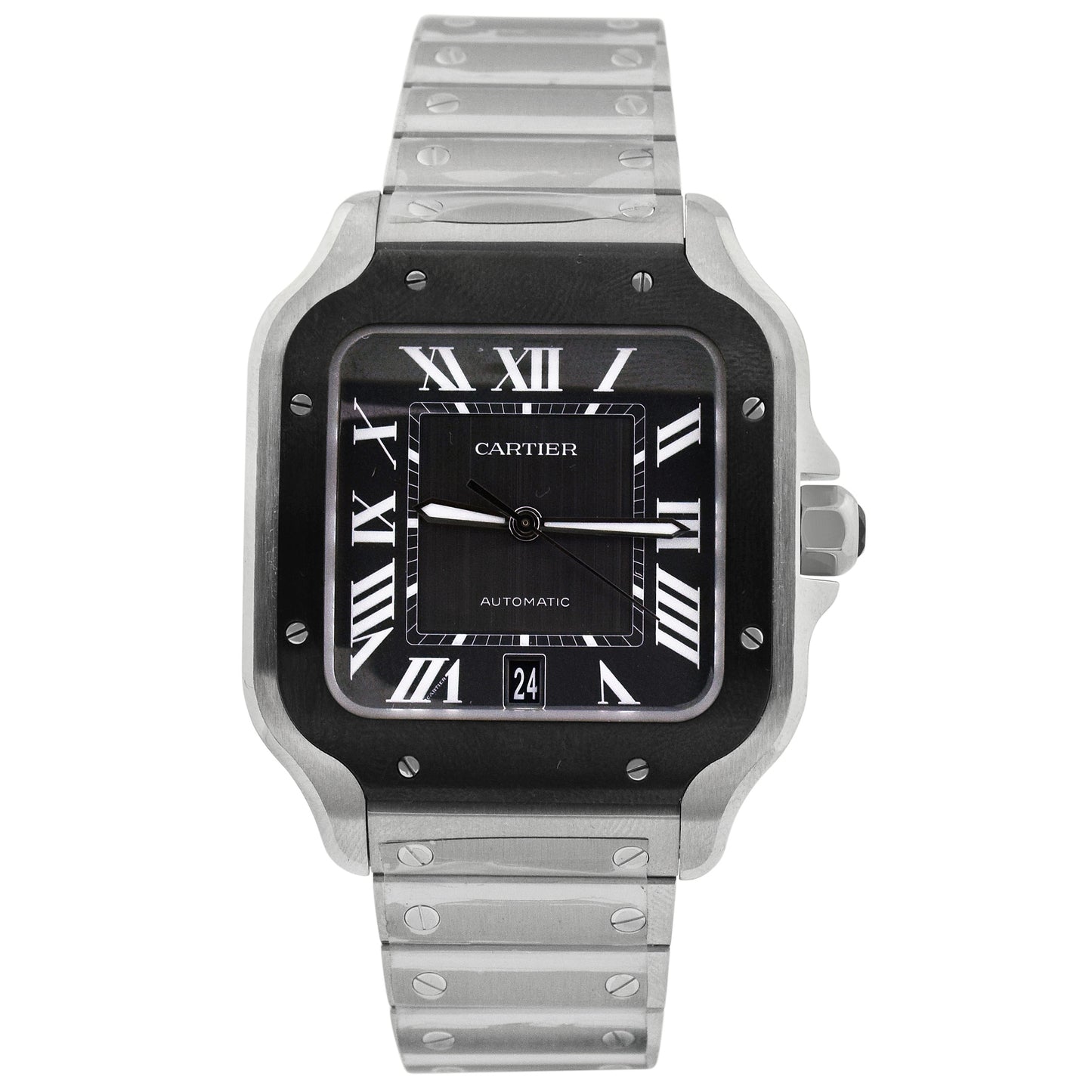 Cartier Santos 40mm Grey Dial Watch Ref# WSSA0037