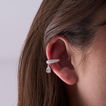 Dangling Pear Diamond Ear Cuff - Happy Jewelers Fine Jewelry Lifetime Warranty
