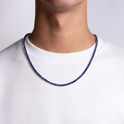 Blue Sapphire Tennis Necklace
