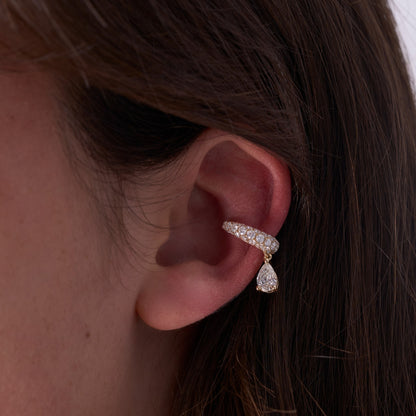 Dangling Pear Diamond Ear Cuff - Happy Jewelers Fine Jewelry Lifetime Warranty