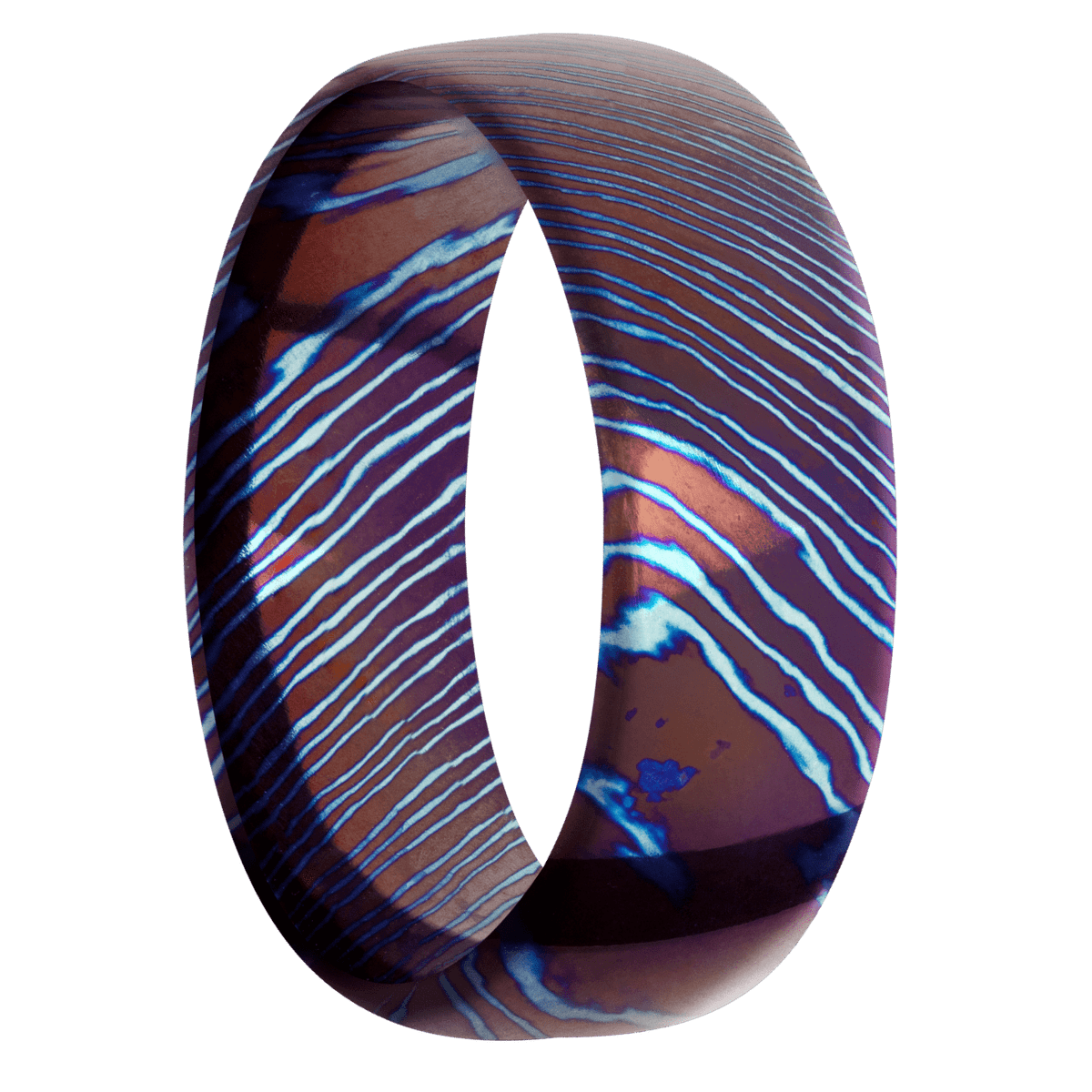 Titanium Damascus + Polish Finish - Happy Jewelers Fine Jewelry Lifetime Warranty