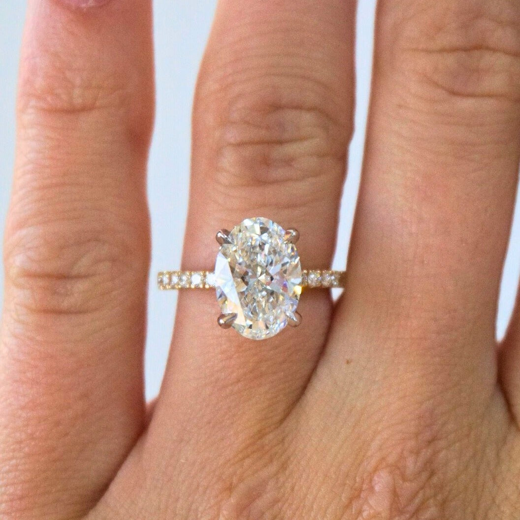 3.57 Carat Lab Oval Engagement Ring with Hidden Halo | Engagement Ring Wednesday - Happy Jewelers Fine Jewelry Lifetime Warranty