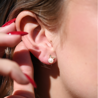 Diamond and Pearl Bunny Stud Earrings - Happy Jewelers Fine Jewelry Lifetime Warranty