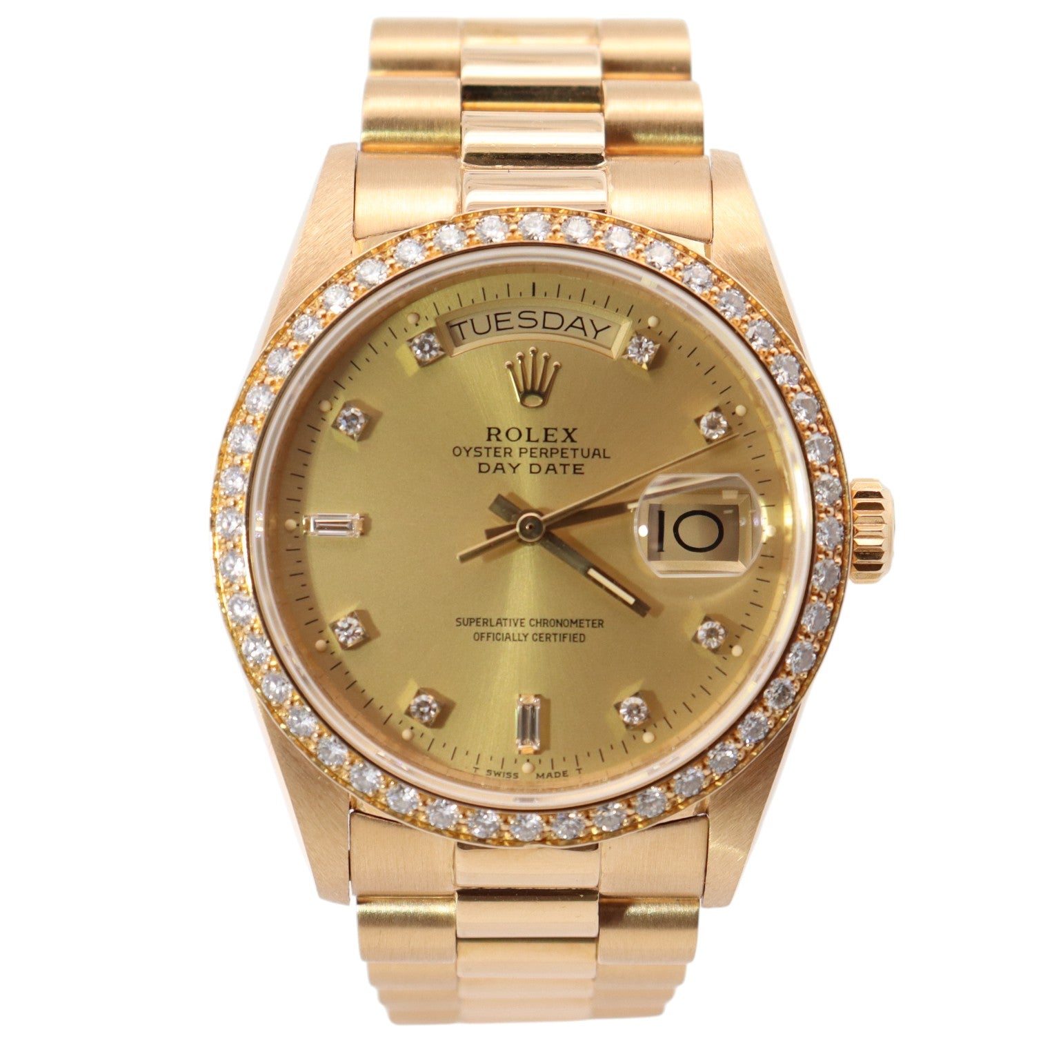Rolex Day-Date 36mm Champagne Diamond Dial Watch Ref# 18048 - Happy Jewelers Fine Jewelry Lifetime Warranty