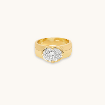 2.18 Oval Lab Diamond East-West Engagement Ring - Happy Jewelers Fine Jewelry Lifetime Warranty