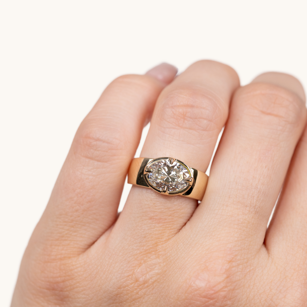 2.18 Oval Lab Diamond East-West Engagement Ring