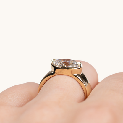 2.18 Oval Lab Diamond East-West Engagement Ring - Happy Jewelers Fine Jewelry Lifetime Warranty