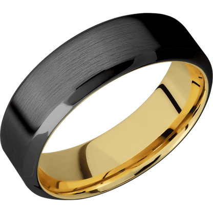 Zirconium + Satin , Polish Finish + 14K Yellow Gold - Happy Jewelers Fine Jewelry Lifetime Warranty