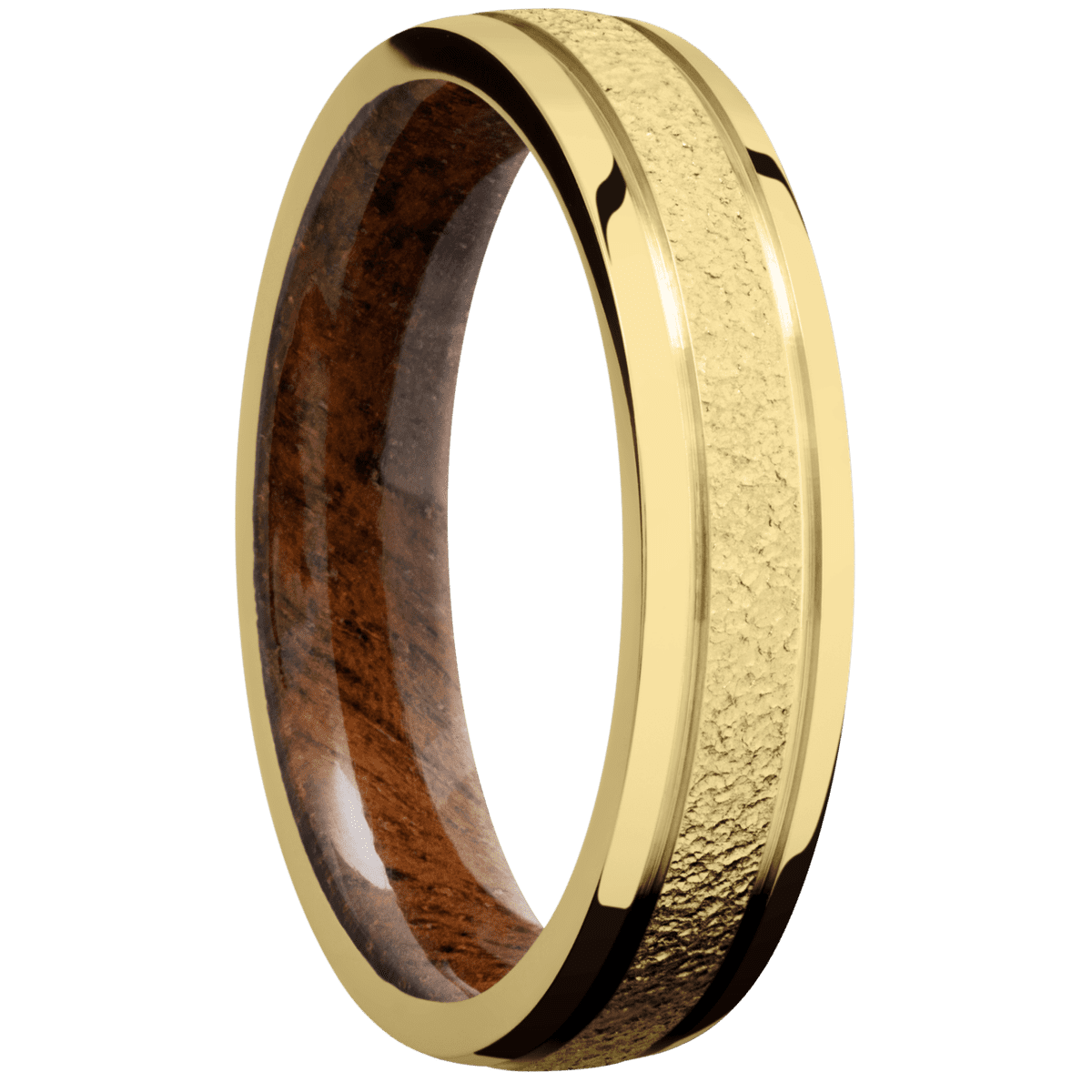 14K Yellow Gold + Stipple , Polish Finish + Koa - Happy Jewelers Fine Jewelry Lifetime Warranty