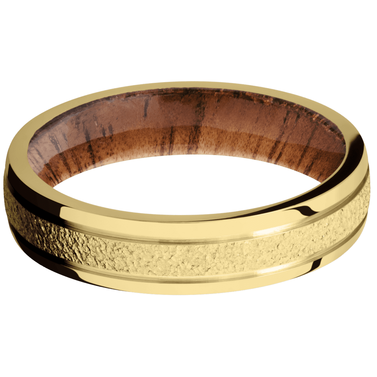 14K Yellow Gold + Stipple , Polish Finish + Koa - Happy Jewelers Fine Jewelry Lifetime Warranty